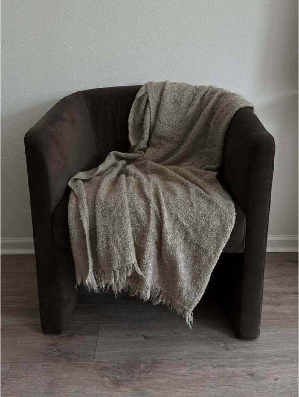 Beige boucle throw blanket